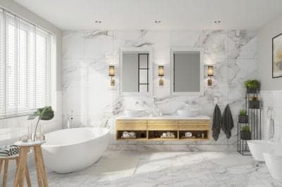 Badkamer met grijze marble tegels